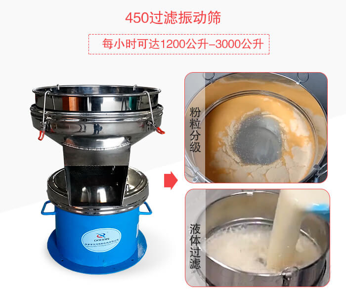 450過(guò)濾振動(dòng)篩粉狀，液體物料篩分過(guò)濾展示圖